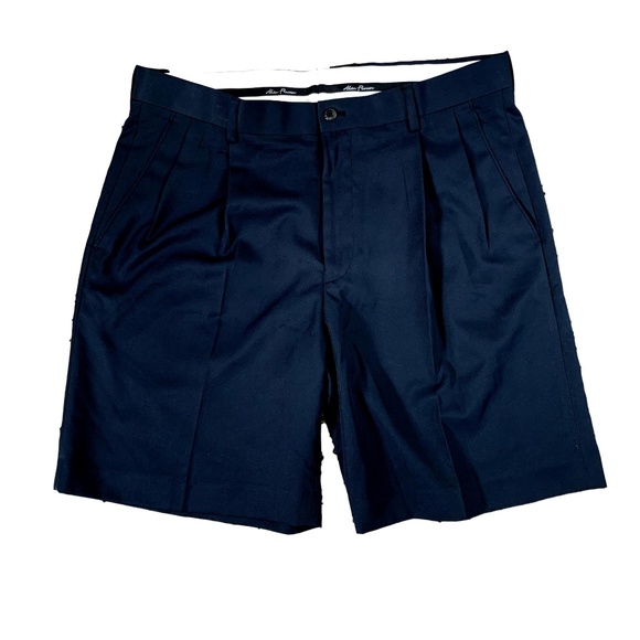 Alan Flusser Golf Men's Shorts Size 36 Navy Blue Pleated Front - Picture 1 of 4